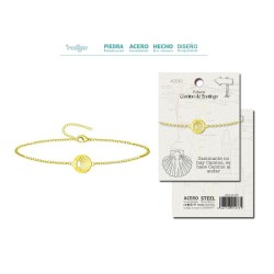 Pulsera Camino Concha De Peregrino Acero Dorado - Coleccion Provincias (Galicia)